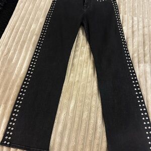Good American Black Studded Straight Leg Jeans